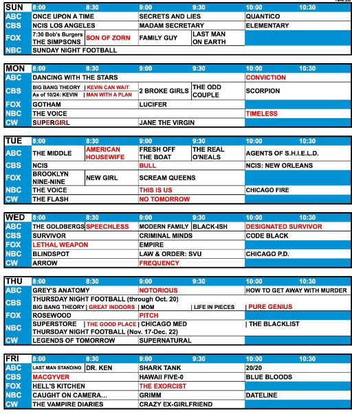grille des programmes de la rentrée